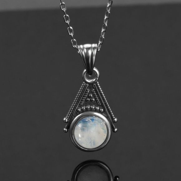 🌸 MOONSTONE NECKLACE NATURAL TEARDROP BOHO CHIC REAL CHAIN BOHEMIAN PENDANT - Picture 13 of 15